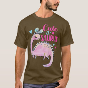 Kids Cute A Saurus Dino Baby Girl Dinosaur Lover B T-Shirt