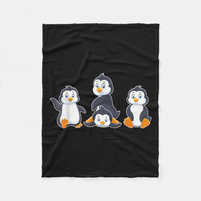 Kids Cute Animal Penguin  Fleece Blanket (Front)