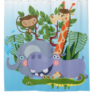 Kids Cute Animal Safari Shower Curtain