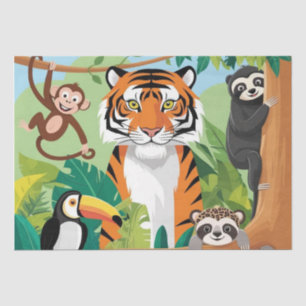 Kids Cute Animals Jungle Tiger Monkey Decoupage Tissue Paper