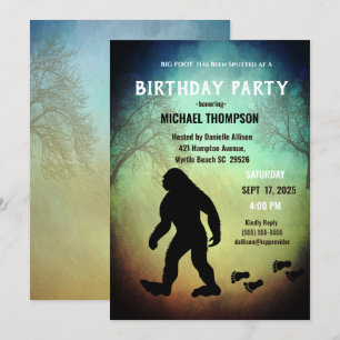 Kids Cute Big Foot/ Sasquatch Birthday Party   Inv Invitation