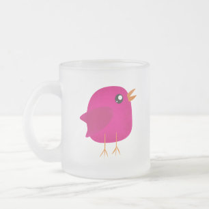 Kids cute birdy frosted glass coffee mug