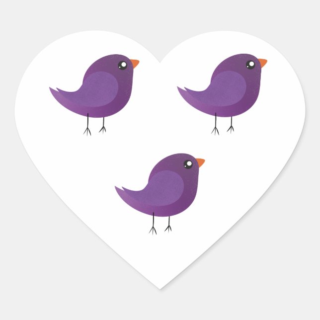 Kids cute birdy  heart sticker (Front)