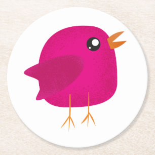 Kids cute birdy  round paper coaster