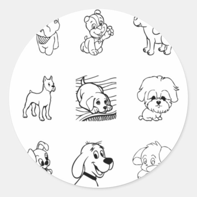Kids Cute Black and White Animal Classic Round Sticker (Front)