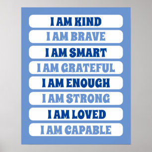 Kids Cute Blue Affirmations for Boy Nursery Decor