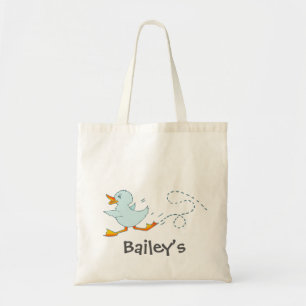 Kids cute blue duck library or beach bag