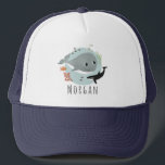 Kids Cute Blue Ocean Whale and Sea Fish Trucker Hat<br><div class="desc">This cute and modern kids trucker hat design features a blue whale,  fish,  orca,  and seaweed,  and space for your to add your child's name. The perfect gift for any ocean lover!</div>