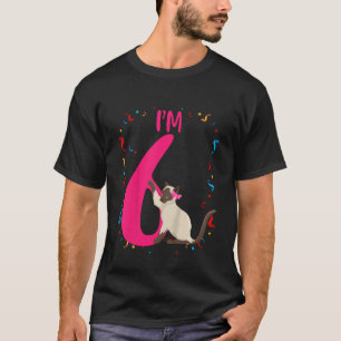 Kids Cute Cat  I m 6 Years Old Birthday Girl B Day T-Shirt