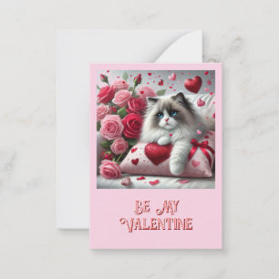Kids Cute Cat Valentine's Day Classroom  Card