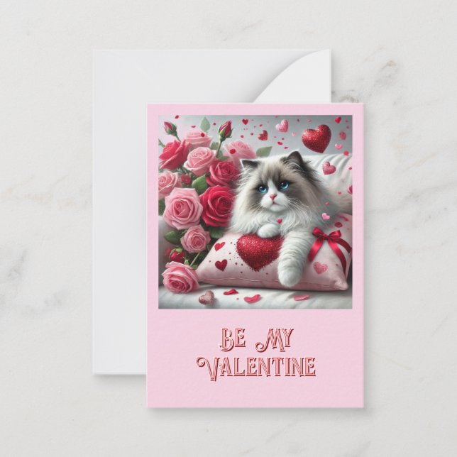 Kids Cute Cat Valentine's Day Classroom  Card (Front)