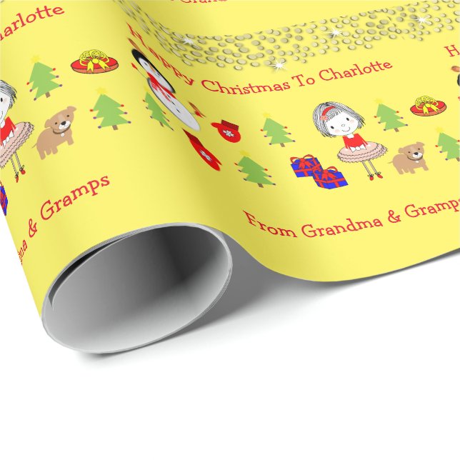 Kids Cute Christmas Holidays Pattern Personalised Wrapping Paper (Roll Corner)