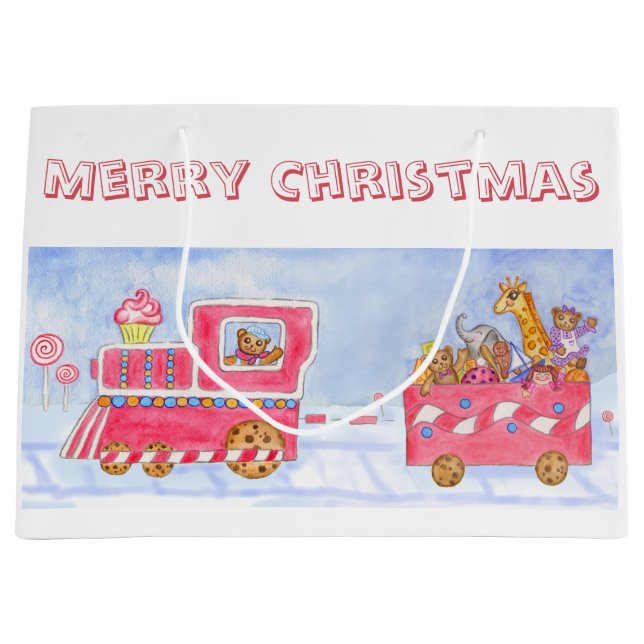 Kids Cute Christmas Toy Train Gift Bag (Front)