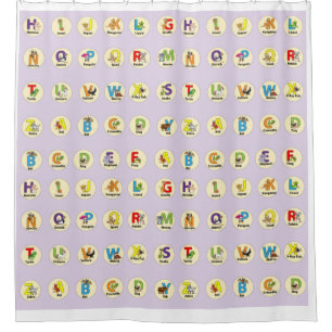 Kids Cute Colourful Animal Alphabet Shower Curtain
