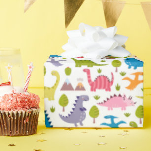 Kids Cute Colourful Dinosaurs Wrapping Paper