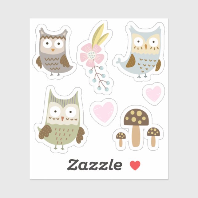 Kids Cute Colourful Owls #3 (Sheet)