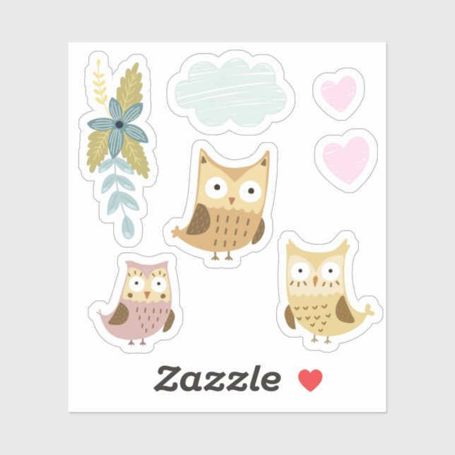 Kids Cute Colourful Owls #4 (Sheet)