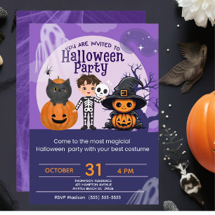 Kids Cute Costume Halloween Party Invitation