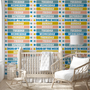 Kids Cute Days Of The Week Learning Pattern Wallpaper