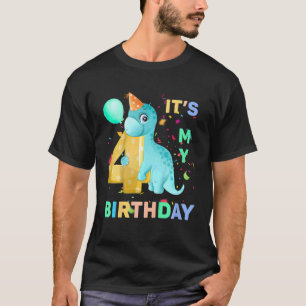 Kids Cute Dino Dinosaur 4th Four Bday Girls 4 Year T-Shirt