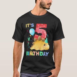 Kids Cute Dino Dinosaur 5th Five Bday Girls 5 Year T-Shirt