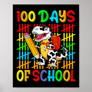 Kids Cute Dinosaur Happy 100th Day Of School Boys Poster