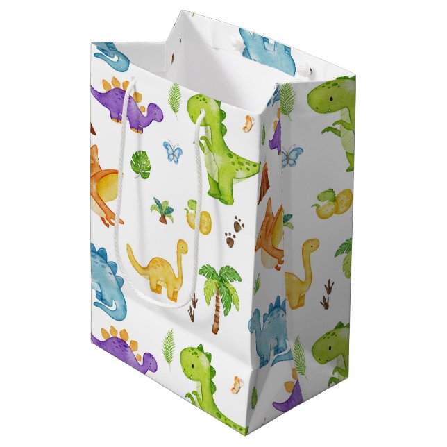Kids Cute Dinosaur Pattern Medium Gift Bag (Front Angled)