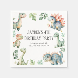 Kids Cute Dinosaur Themed Birthday Party Napkin