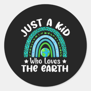 Kids Cute Earth Day Boys Rainbow Save The Earth Classic Round Sticker