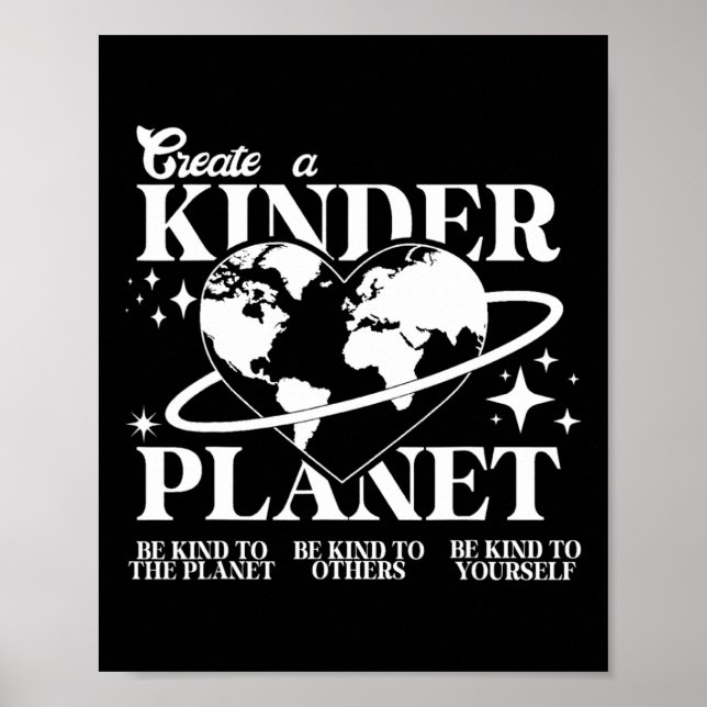 Kids Cute Earth Day Create A Kinder Planet Toddler Poster (Front)