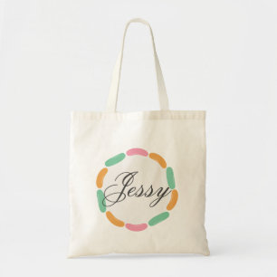 Kids Cute Easter Candy Monogram Tote Bag
