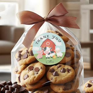 Kids Cute Farm Animal Barnyard Birthday Favor Classic Round Sticker