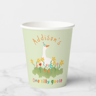 Kids Cute Fun One Silly Goose First Birthday Paper Cups
