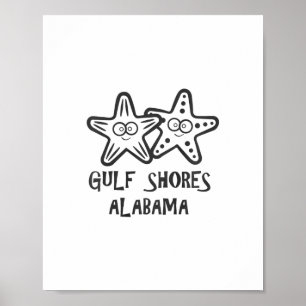 Kids Cute Gulf Shores Alama Vacation Girls Boys  Poster