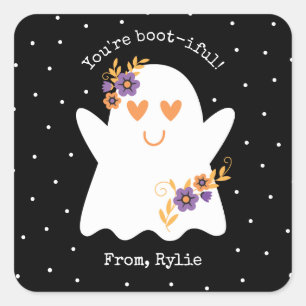 Kids Cute halloween Ghost Square Sticker