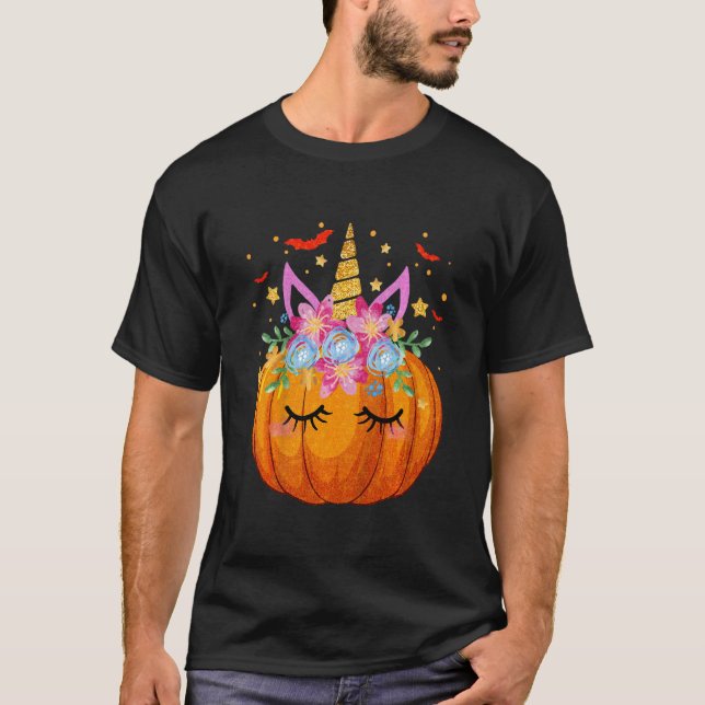 Kids Cute Halloween Thanksgiving Kid Girls Pumkin  T-Shirt (Front)