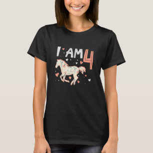 Kids Cute Horse 4th Birthday I Am 4 For Girl T-Shirt