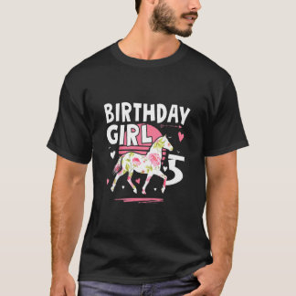 Kids Cute Horse Birthday Girl 5  For Girl T-Shirt