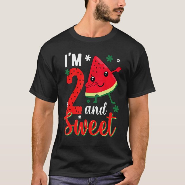 Kids Cute I'm 2 Years Old Sweet Dabbing Watermelon T-Shirt (Front)