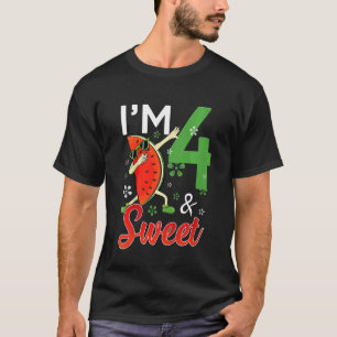 Kids Cute I'm 4 Years Old & Sweet Dabbing Watermel T-Shirt