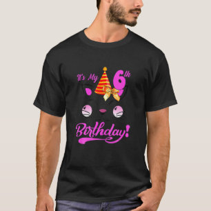 Kids Cute It S My 6h Birthday Cat Kitty 6 Years Ol T-Shirt