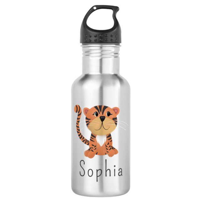 Kids Cute Jungle Tiger School 532 Ml Water Bottle (Front)
