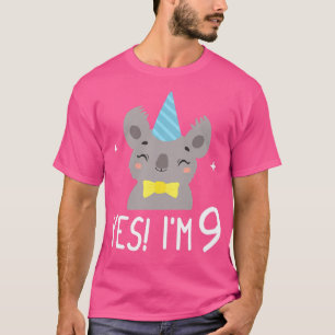 Kids Cute Koala Bear 9th Birthday 9 Year Old - Yes T-Shirt