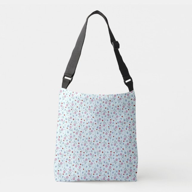 kids Cute Ladybug Polka dot Daisy Flower Pattern Crossbody Bag (Front)