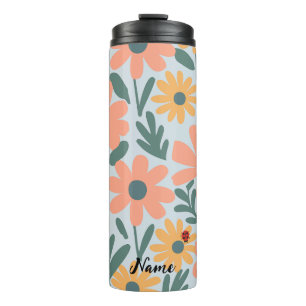 kids Cute Ladybug Polka dot Daisy Flower Pattern Thermal Tumbler