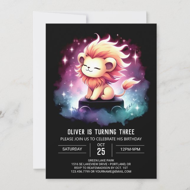 Kids Cute Lion Birthday Invitation (Front)