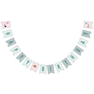 Kids Cute Mermaid Sea Girls Birthday Bunting