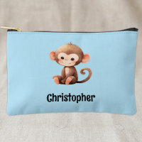 Kids cute monkey add a name blue black