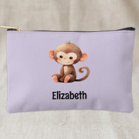 Kids cute monkey add a name purple black