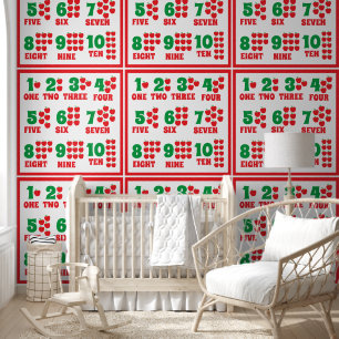 Kids Cute Numbers Learning Repeat Pattern Wallpaper